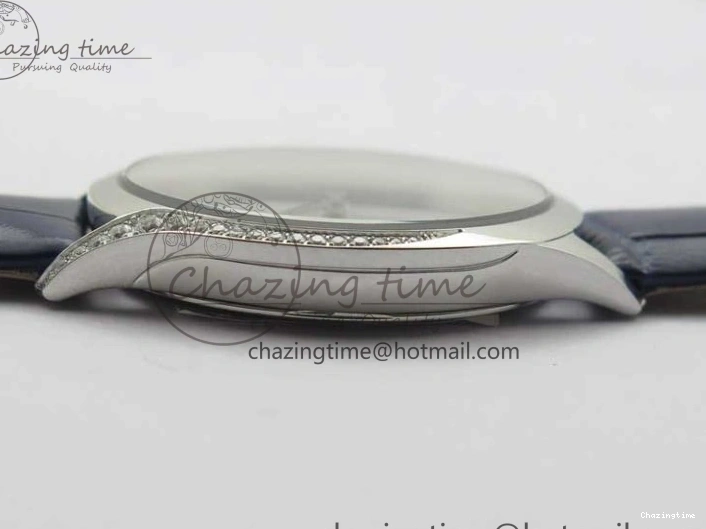 0422 Ladies’ De Ville Trésor Diamond Blue Dial Blue Fabric Watch OXF 1:1 Best Edition Swiss Quartz Upgraded 7892